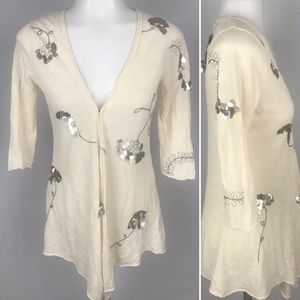 Anthropologie Knitted & Knotted Sequins Cardigan